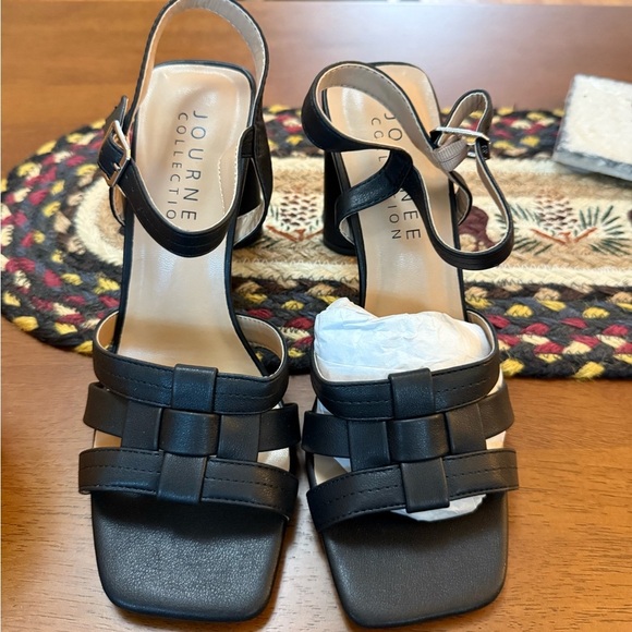 New nib journee collection black heels sandals sz 7 - Picture 5 of 6
